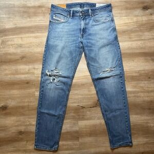 Diesel Thommer Jeans Men 32x32 Blue Slim Skinny Stretch Destroyed Rockstar 084BU